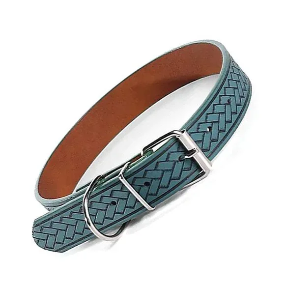 Kasen Herringbone Dark Teal Green Dog Collar Large Gift Packaged - Picture 10 of 10